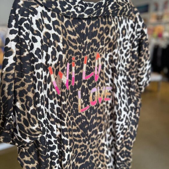 Cheetah Blouse With Embroidery on the Back - Picture 1 of 4